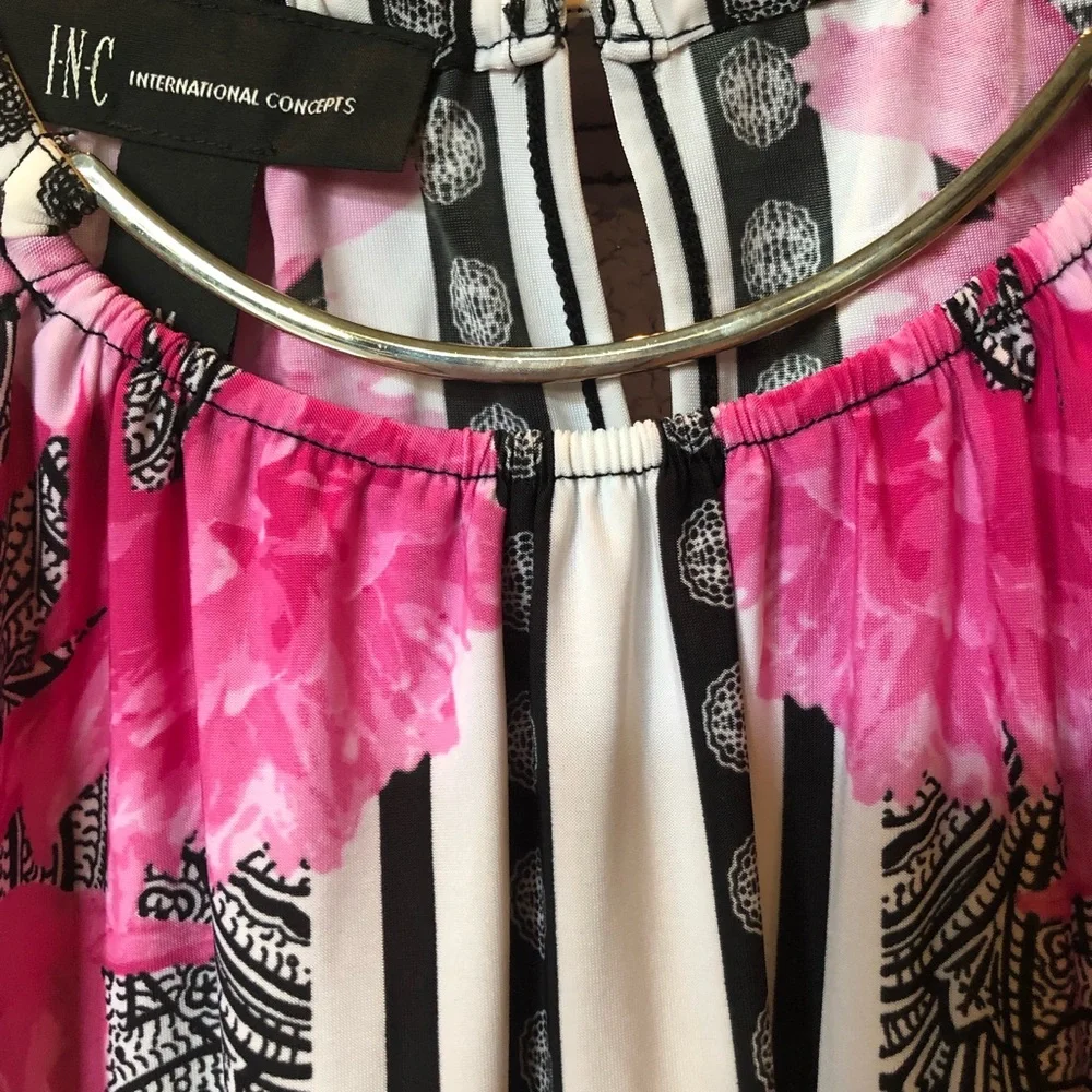 INC International Concepts Pink and Black Sleeveless Top - Picture 4 of 4